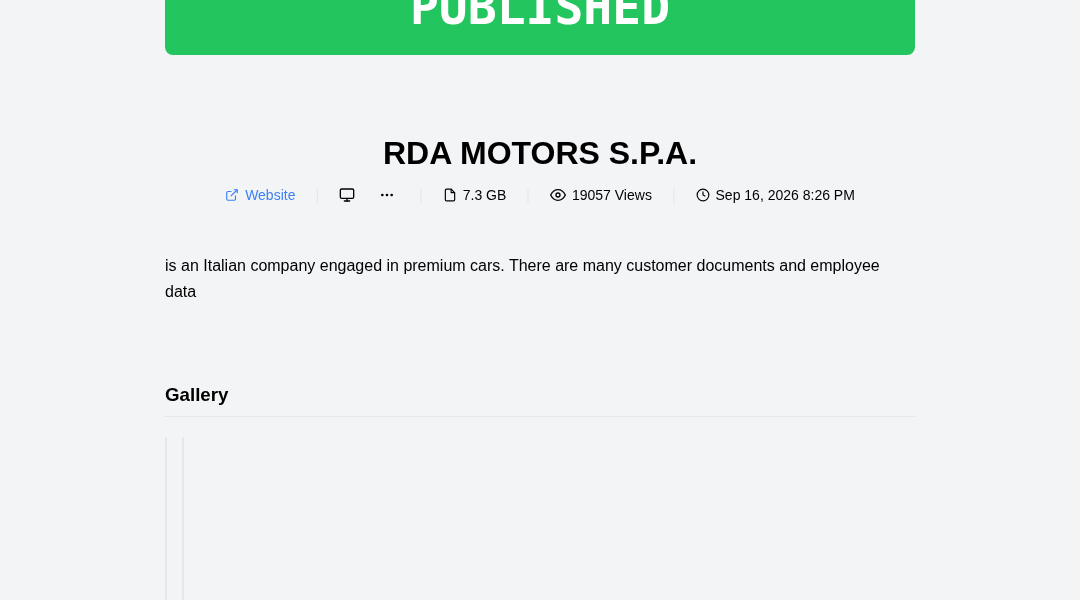 Leak screenshot for Unknown Italian Premium Cars Company