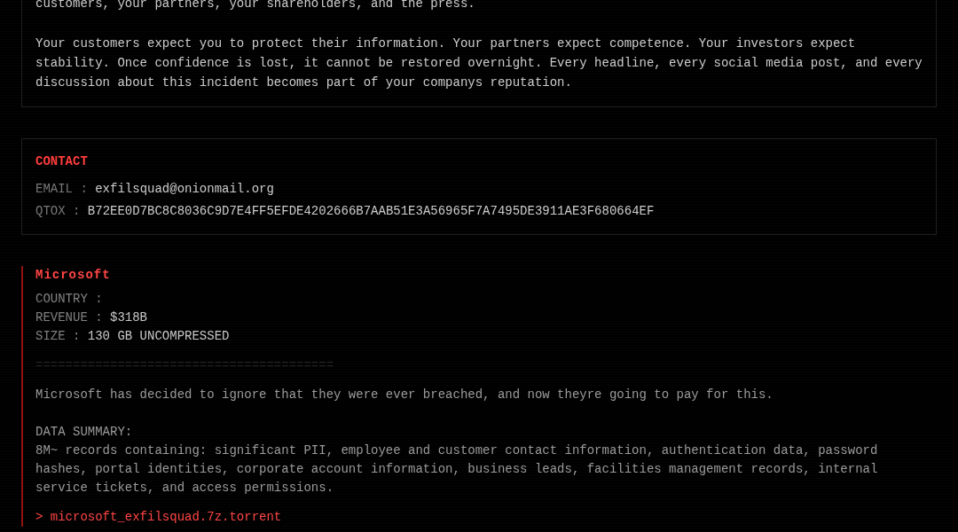 Leak screenshot for Unknown Education Institution (440K records)