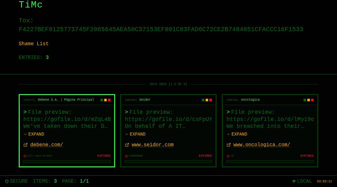 Leak screenshot for Unknown (intranet breach)
