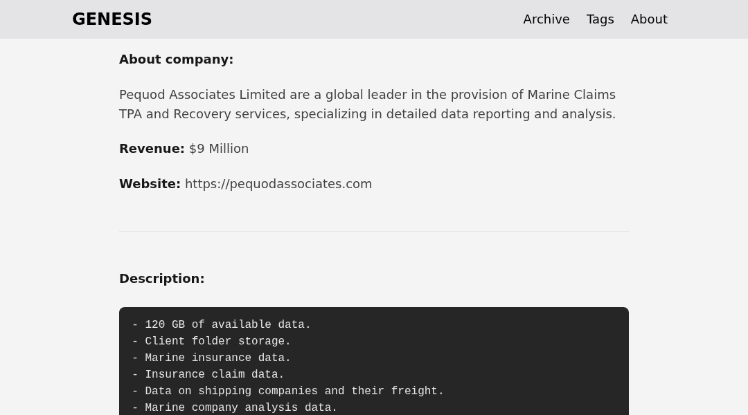Leak screenshot for Pequod Associates
