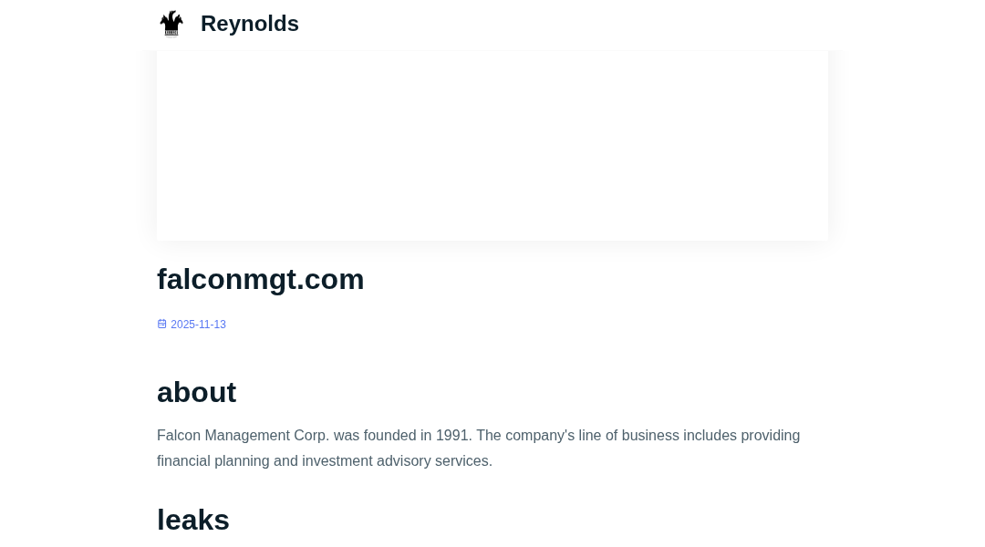 Leak screenshot for Falcon Management Corp.