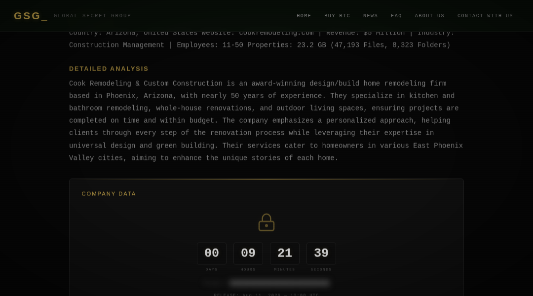 Leak screenshot for Cook Remodeling & Custom Construction