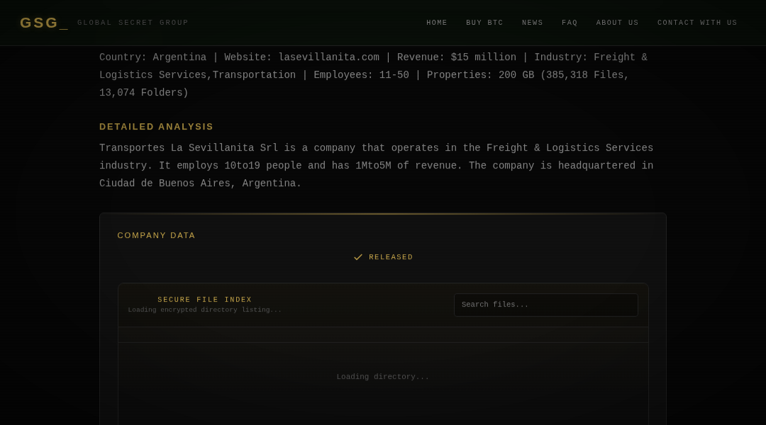 Leak screenshot for Transportes La Sevillanita Srl
