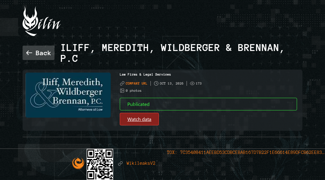 Leak screenshot for Iliff, Meredith, Wildberger & Brennan, P.C