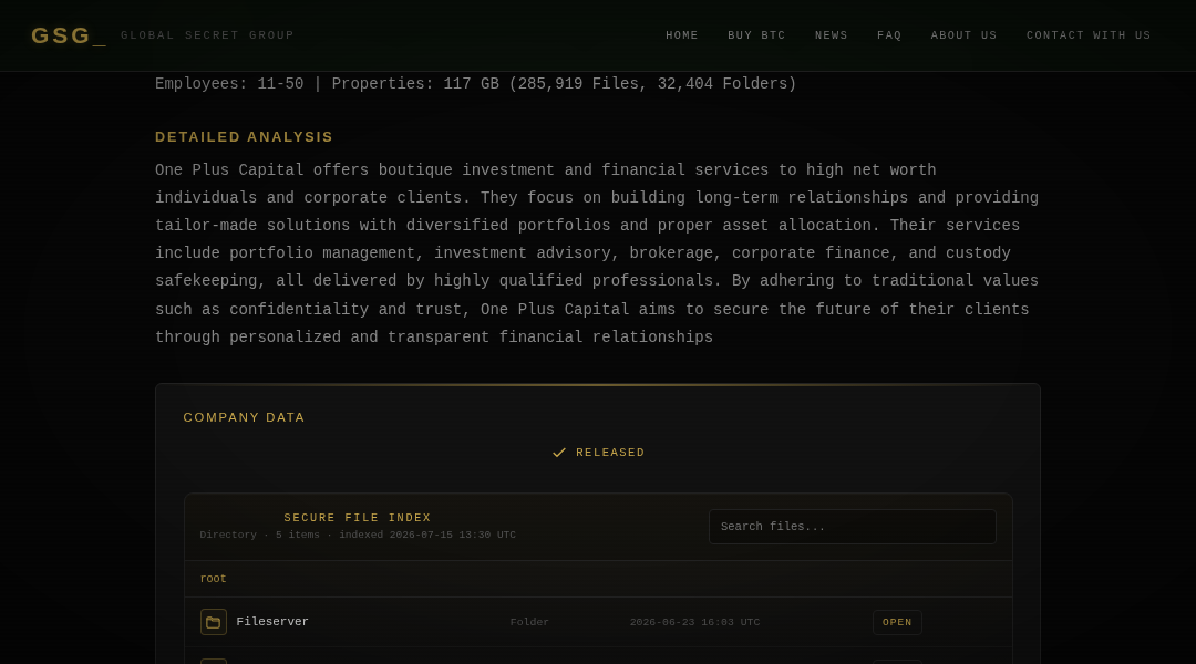 Leak screenshot for One Plus Capital