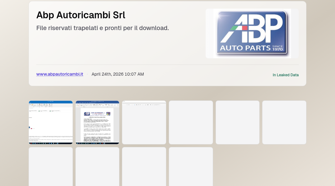 Leak screenshot for Abp Autoricambi Srl