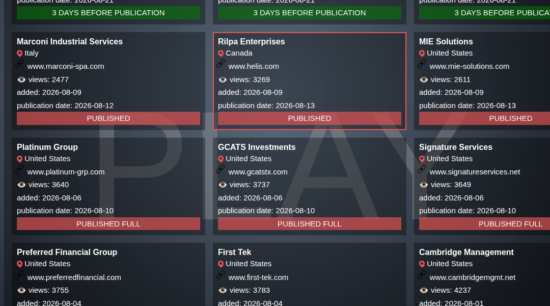 Leak screenshot for Woodhaven Association