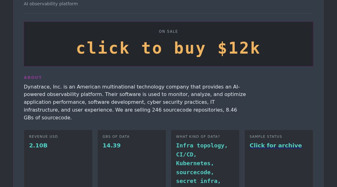 Leak screenshot for Dynatrace
