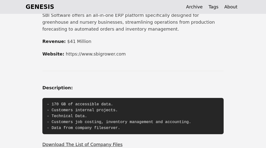 Leak screenshot for SBI Software