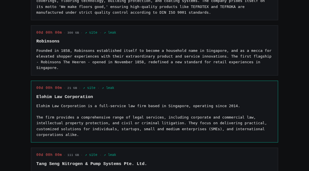 Leak screenshot for Robinsons