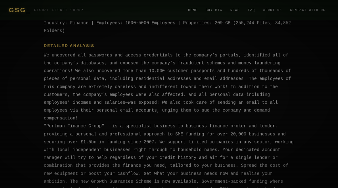 Leak screenshot for Portman Finance Group
