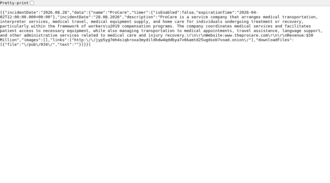 Leak screenshot for ProCare