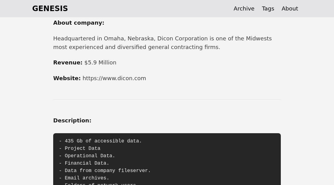 Leak screenshot for DICON