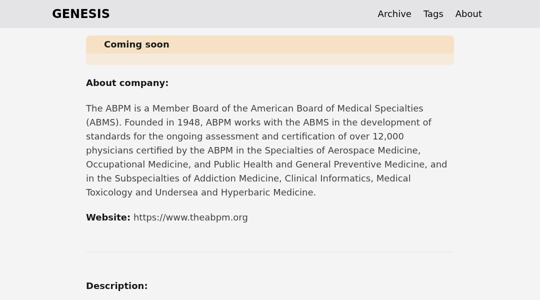 Leak screenshot for The American Board of Preventive Medicine