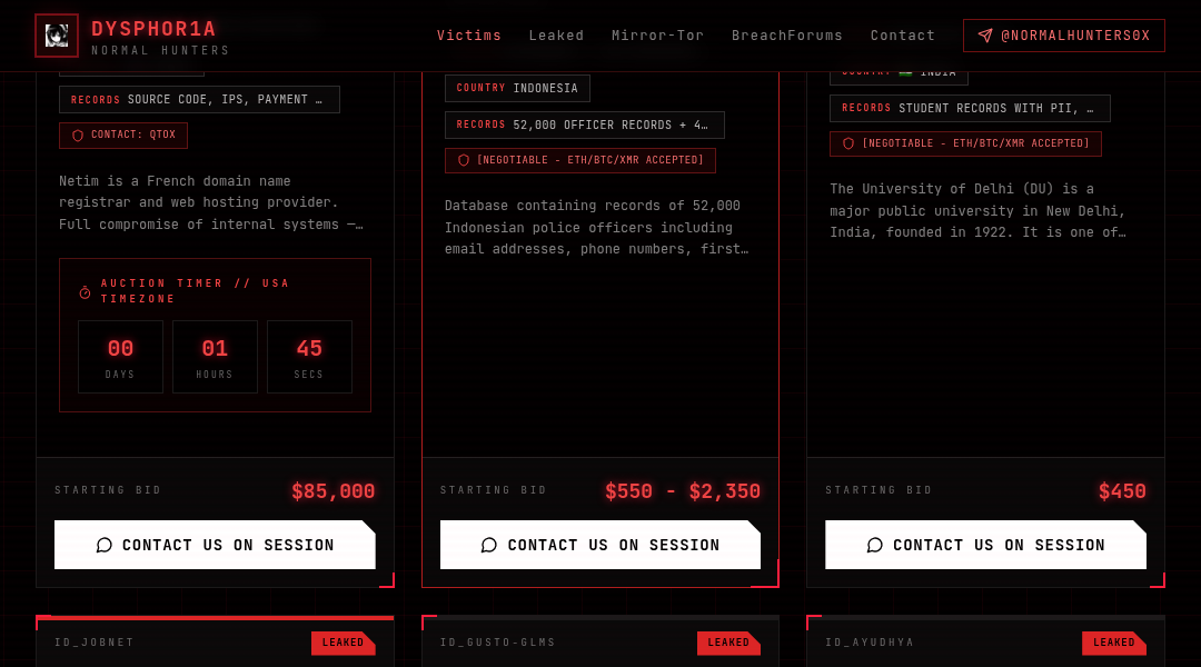 Leak screenshot for Indonesian National Police