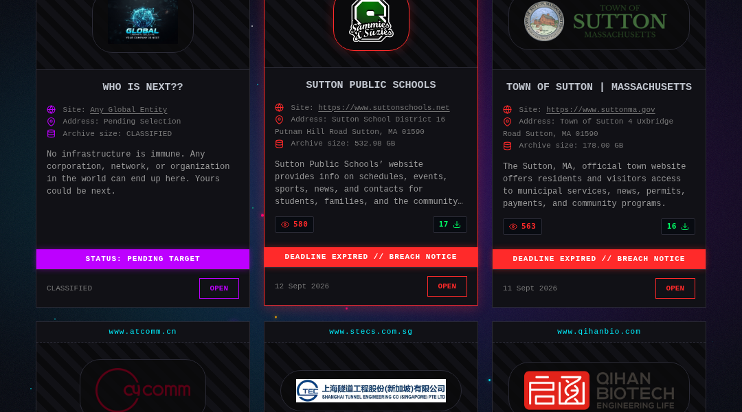 Leak screenshot for Sutton Public Schools