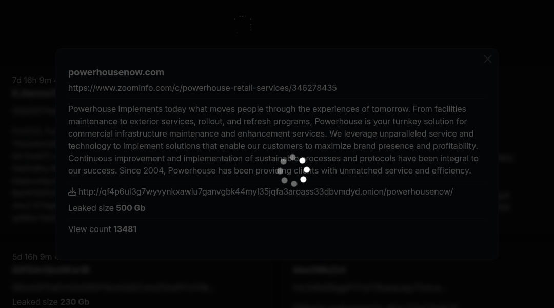 Leak screenshot for powerhousenow.com