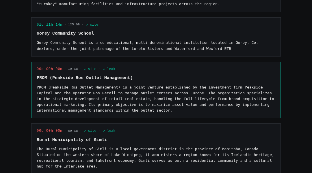 Leak screenshot for Gorey Community School