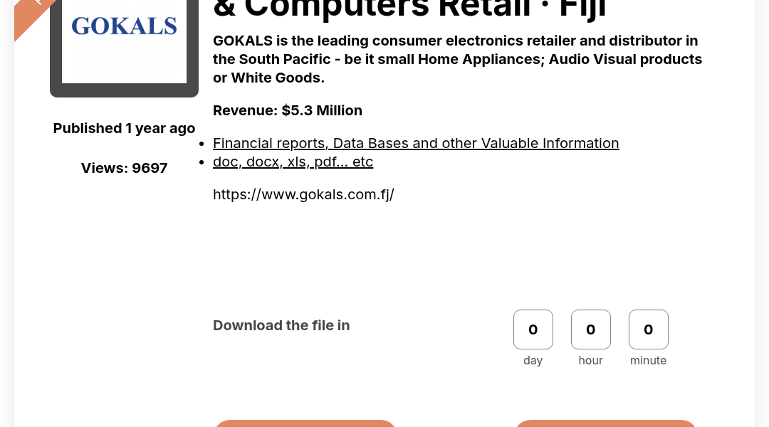 Leak screenshot for Gokals Consumer Electronics & Computers