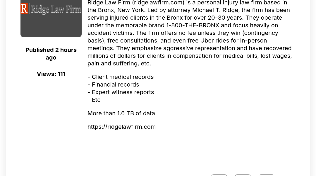 Leak screenshot for Ridge Law Firm