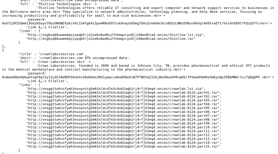Leak screenshot for Thinline Technologies