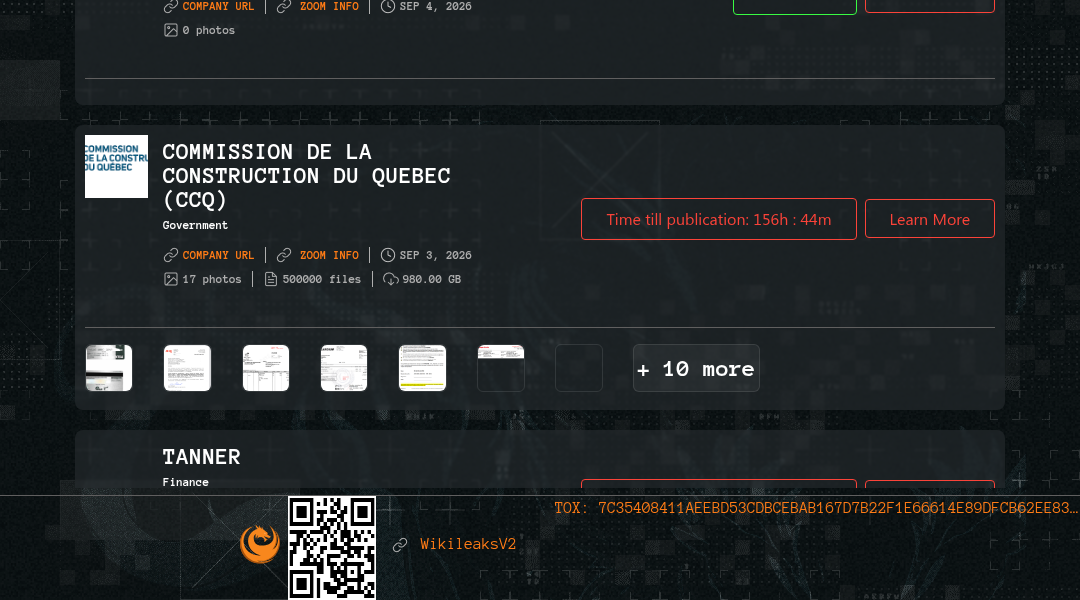 Leak screenshot for Commission de la construction du Quebec (CCQ)